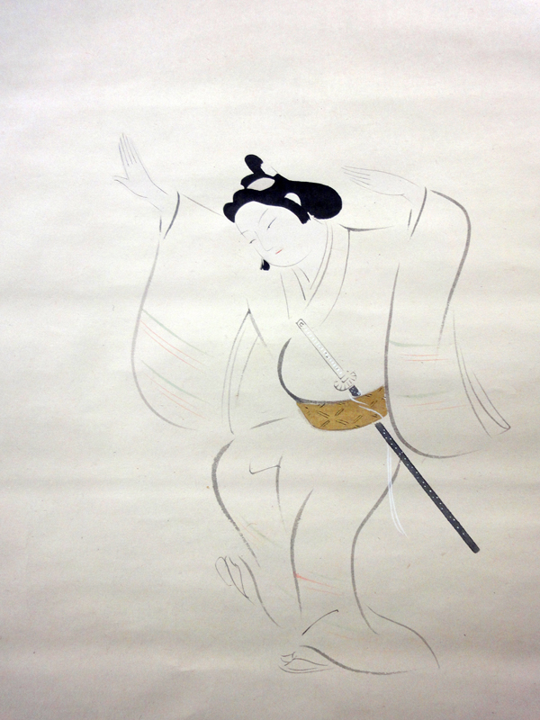 真作】【仙】菊池契月「お琴美人」絹本 肉筆 合箱 大幅 美人画