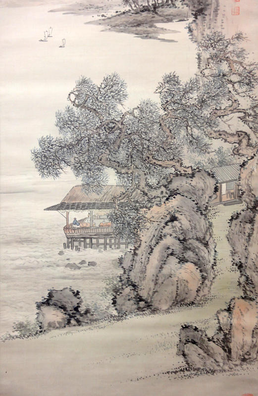 奥原晴湖 松風小閣、青山白雲、山水図(双福)/Web書画ミュージアム