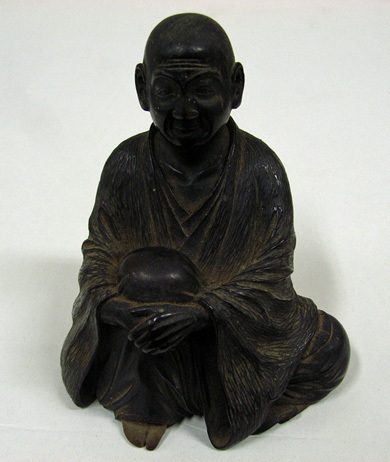 各務支考　支考像　木彫　辻寿山作
